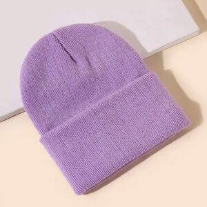 Mauve Purple Knit Beanie Hat